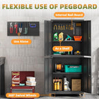 Garage Storage Cabinet with Wheels, Lockable Metal Storage Cabinet - Image 5
