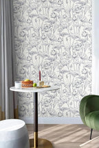 Timeet Floral Peel and Stick Wallpaper 16" x 197" White and Purple Wallpaper - Image 7
