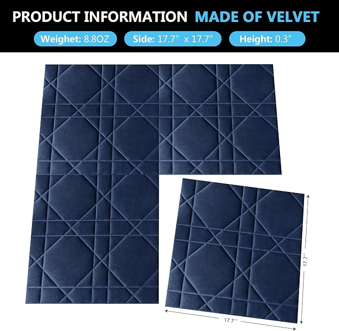 Velvet 3D wall Panels for Interior wall Decor Peel and Stick, Soundproof - Image 8