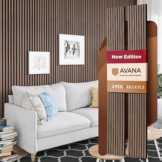 Avana Acoustic Wood Wall Panels – 93.2x11.25 Inch Panels – Fits 94x12 Layout – by AvanaHome