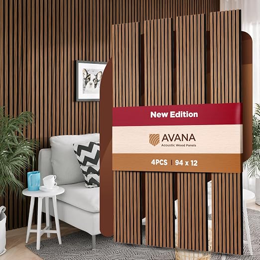 Avana Acoustic Wood Wall Panels – 93.2x11.25 Inch Panels – Fits 94x12 Layout – by AvanaHome