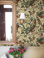 Erfoni 17.3" x197" Beige Retro Floral and Bird Contact Paper Vintage Peel and - Image 3