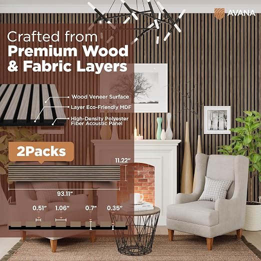 Avana Acoustic Wood Wall Panels –93.2x11.25 Inch Panels – Fits 94x12 Layout – - Image 4