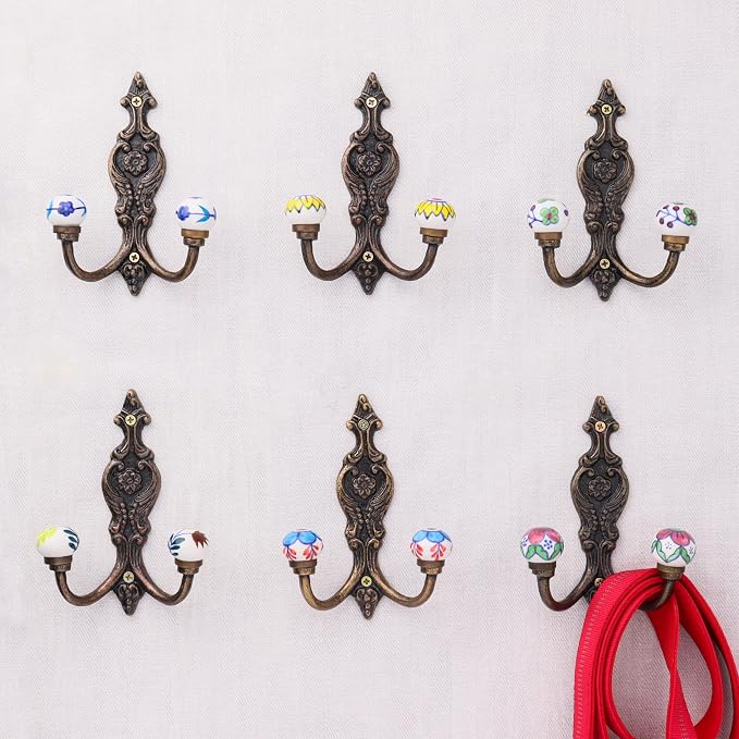 Indian Shelf 44Lb. Pack of 6 Heavy Duty Double Prong White Decorative Coat - Image 2