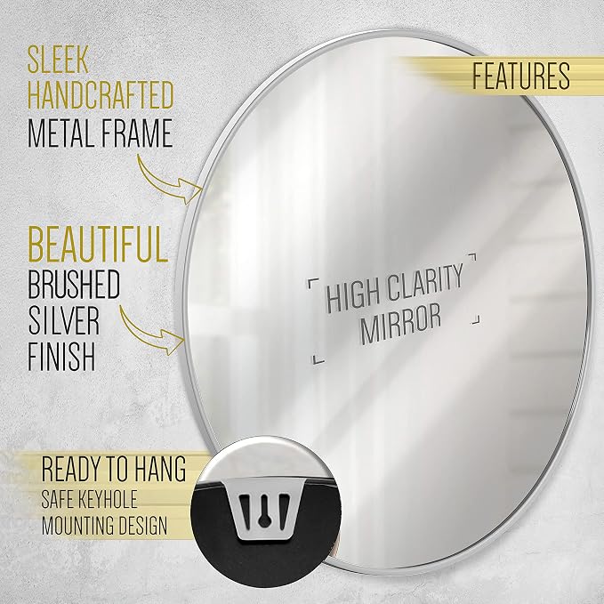 HBCY Creations Medium Round Mirror, Living Room and More, Modern Minimalist - Image 5