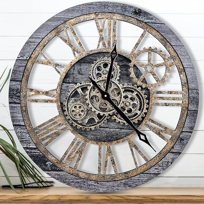 The B-Style Large Wall Clock 24 inch Moving Gear Wall Clock Oversized Vintage by TheB-StyleTB