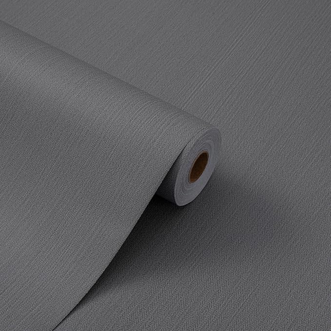 24"x393" Grey Grasscloth Peel and Stick Fabric Textured Contact Paper Linen - Image 9