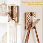 Boho Foldable Wall Hooks: Decorative Wooden Coat Hooks 2Pack Mounted - Image 3