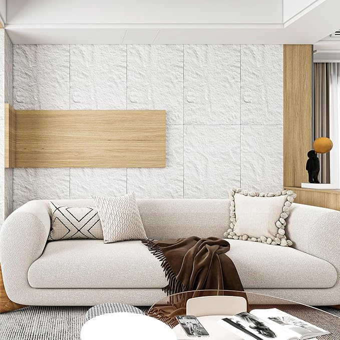KASARO PU 3D Faux Stone Wall Panels, Cement Texture Accent - Image 5