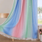 XiDi Curtains for Bedroom Decor, Rainbow Pink GreenBlue34/54/1 - Image 5