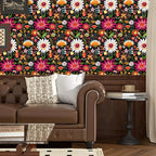 BOKEBEVE Extra Long Colorful Floral Wallpaper Peel and Stick Boho Pink Wall - Image 2