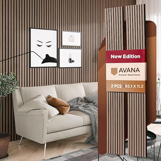 Avana Acoustic Wood Wall Panels – 93.2x11.25 Inch Panels – Fits 94x12 Layout – by AvanaHome