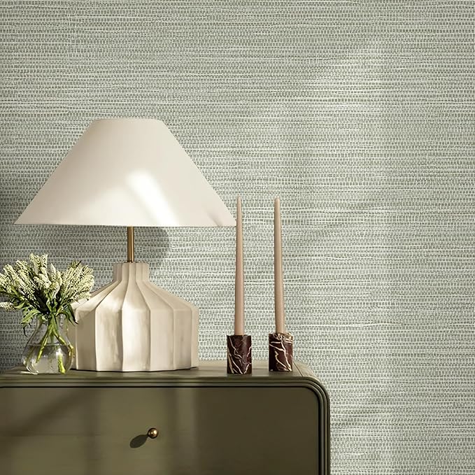 JiffDiff Grasscloth Wallpaper Peel and Stick Cream Grassweave Stick on - Image 9