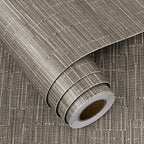 FunStick 16"x472" Textured Taupe Brown Wallpaper Peel and Stick Grasscloth - Image 7