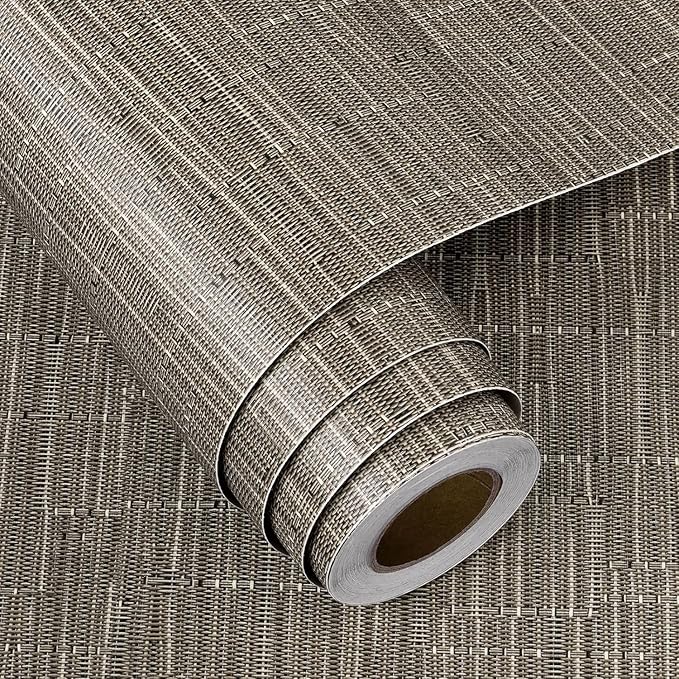 FunStick 24"x200" Thick Brown Grasscloth Peel and Stick Wallpaper Textured - Image 7