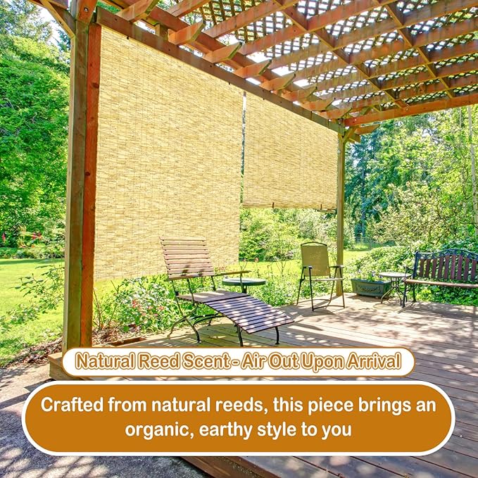DoubleFill 2 Pcs Bamboo Shades Outdoor Reed Roll up Blinds 60" W x 72" H - Image 5