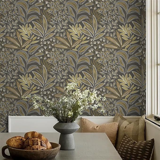 Safiyya Brown Vintage Floral Wallpaper Peel and Stick Contact Paper 17.3" x - Image 4