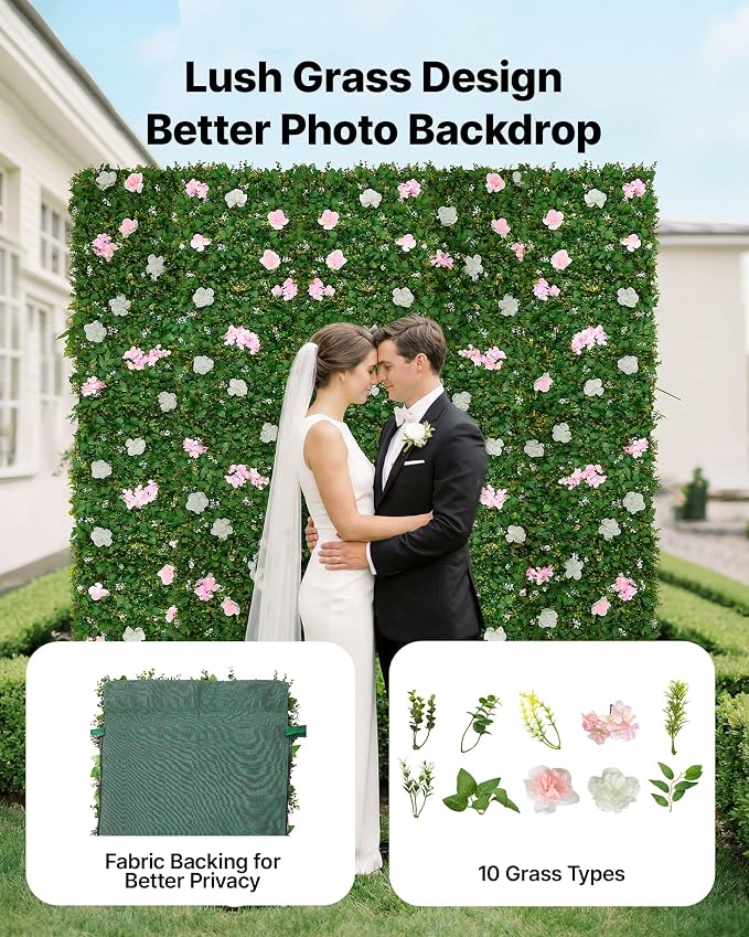 VEVOR Artificial Luxury‌ Flower Wall Backdrop, Each Panel 2 x 8 ft, Gorgeous 3D - Image 2