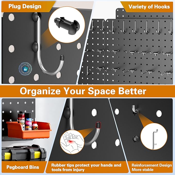 Peg Board, Includes 4 Pack Black Peg Board Panels - Image 3