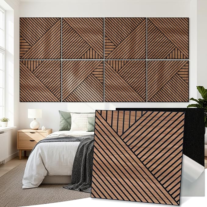 Mollywell Art Acoustic Wall Panels, 24x24 Inch 8 Pack, Wood Veneer, Sound by Mollywell