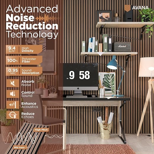 Avana Acoustic Wood Wall Panels – 93.2x11.25 Inch Panels – Fits 94x12 Layout – - Image 5