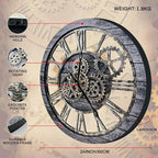 The B-Style Large Wall Clock 24 inch Moving Gear Wall Clock Oversized Vintage - Image 2