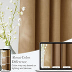 NICETOWN Caramel Faux Linen Room Darkening Rod Pocket Curtains 63 inch Length - Image 5