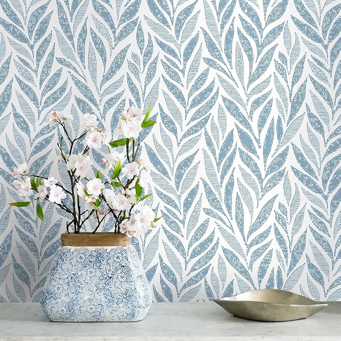 Safiyya 787"x17.3" Blue Peel and Stick Wallpaper Boho Contact Paper Modern by SAFIYYA