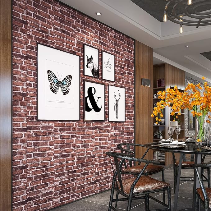 10PCS 3D Wall Panels Peel and Stick 3D Brick Wallpaper Peel and Stick Faux - Image 3