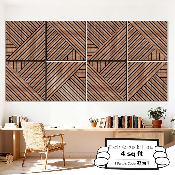 Mollywell Art Acoustic Wall Panels, 24x24 Inch 8 Pack, Wood Veneer, Sound - Image 2