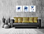 Wieco Art Blue Abstract Flowers 3 Panels Canvas Prints Wall Art Modern Pictures - Image 4