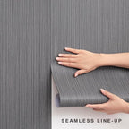 Black Grasscloth Wallpaper Peel and Stick Fabric Linen Textured 24"x394" - Image 3
