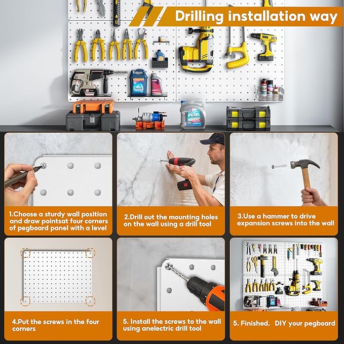 Peg Board, Includes 4 Pack White Peg Board Panels - Image 5