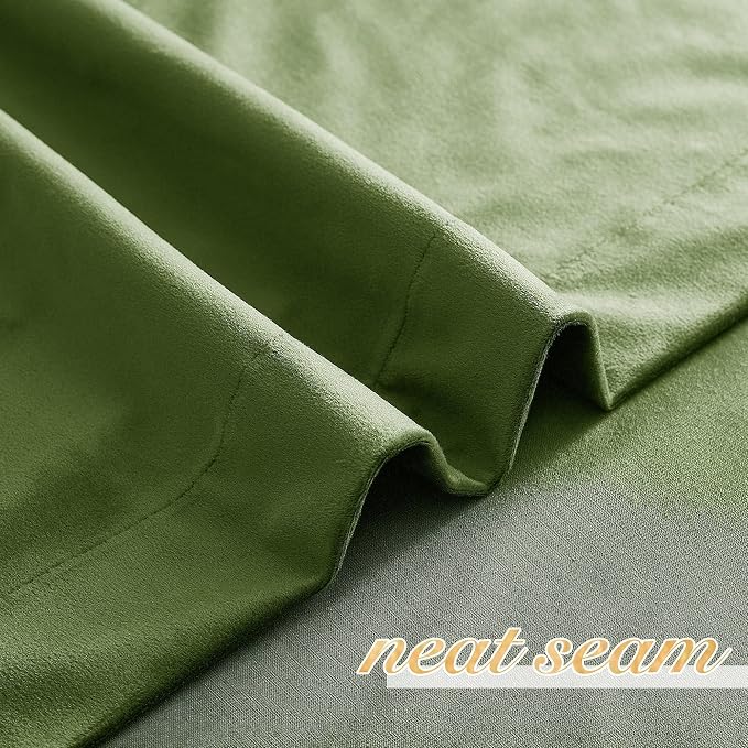 NICETOWN Moss Green Velvet Curtains and Drapes, Thermal Insulated Soft Window - Image 6