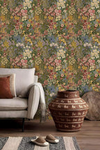 Floral Wallpaper Peel and Stick Boho Wall Paper Removable Waterproof Green - Image 2