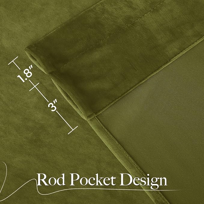 NICETOWN Moss Green Velvet Drapes 120 inch Long - Image 7