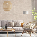 Khaki Grasscloth Peel and Stick Wallpaper 17.3"x120" Faux Linen Textured - Image 5