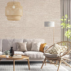 Khaki Grasscloth Peel and Stick Wallpaper 17.3"x480" Faux Linen Textured - Image 5