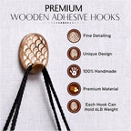 IndianShelf 6 Lb- 24 Pieces Decorative Wood Adhesive Wall Hooks–Boho Peel and - Image 5