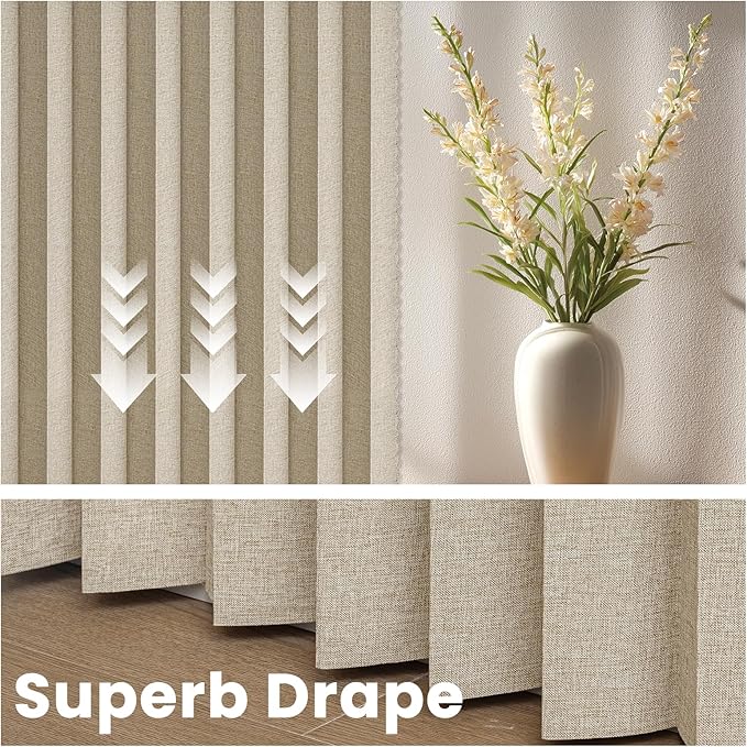 AJAZZ Blackout Accordion Door Curtain 98"x106" Cream Yellow - Image 6