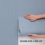 FUKU MON Grasscloth Fabric Wallpaper 24" X 394" Blue Gray Textured Thick Linen - Image 5