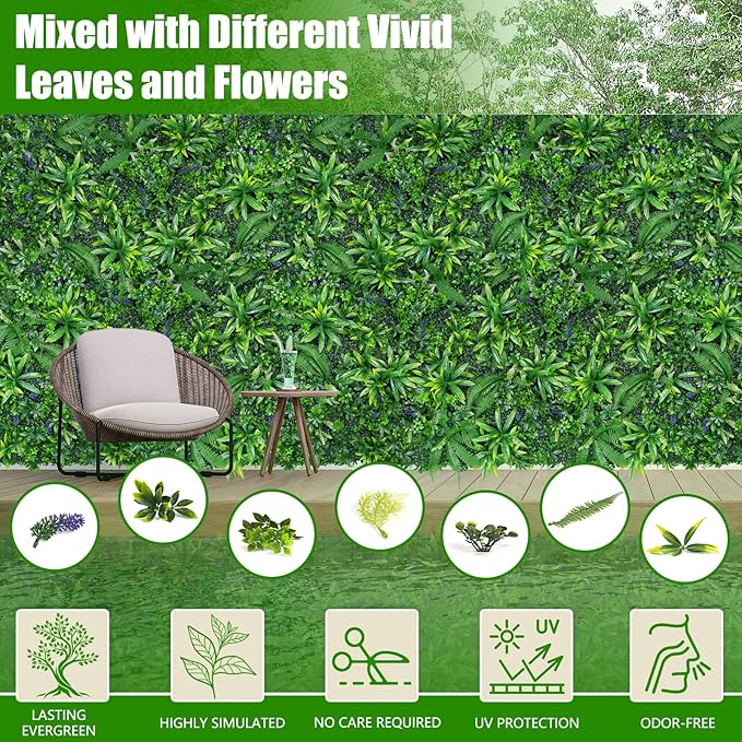 Artificial Grass Wall Panels, UV-Anti Fake Greenery Plant Boxwood Panels - Image 3