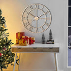 CLXEAST Champagne Gold 30 Inch Wall Clock, Large Modern Metal Roman Numeral - Image 7