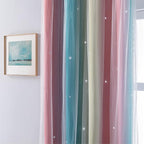 XiDi Curtains for Bedroom Decor, Rainbow Pink-Blue-34-45 - Image 3