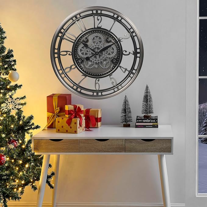 CLXEAST 28 Inch Large Industrial Moving Gear Wall Clock - Image 8