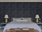 Timeet Peel and Stick Wallpaper Gold and Blue Floral Wall Paper - Image 7