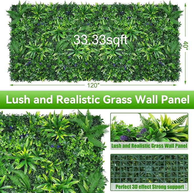 Grass Wall Panels, Fake Greenery Plant Decor - Image 2