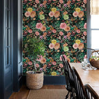 JiffDiff Dark Floral Peel and Stick Wallpaper 236.22" L x 17.7" W Black - Image 2