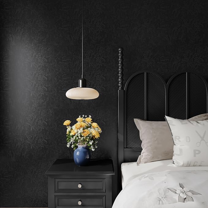 Abyssaly Black Textured Peel and Stick Wallpaper - Image 3