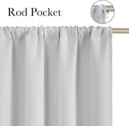 NICETOWN Greyish White Faux Linen Room Darkening Rod Pocket Curtains 63 inch - Image 2